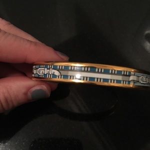 Hermes Printed Enamel Belt Narrow Bangle